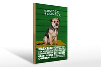 Holzschild Spruch 30X40Cm Border Terrier Hund Wachsam