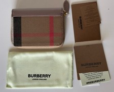 Burberry MN Zip Around Check Gray Mink/Brown Wallet 80845261 NWT 480