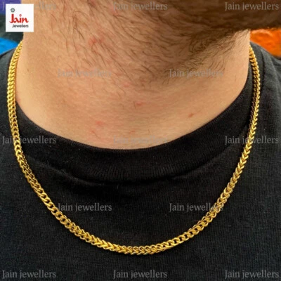 Echt Gold 18 Karat, 22 Karat Beschauzeichen Link Franco Herren Halskette 3 MM - Bild 1 von 4