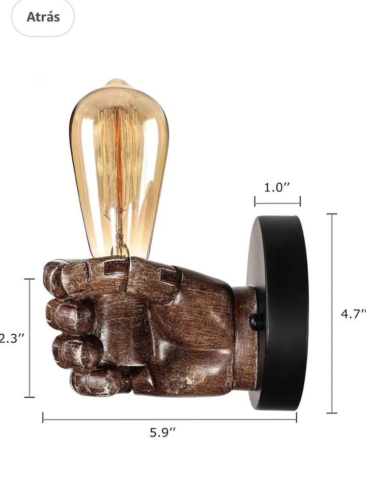 Retro Fist Wall light LED Bar Restaurant Shop Wall Lamp Decoration Fixture - Image 3 of 4