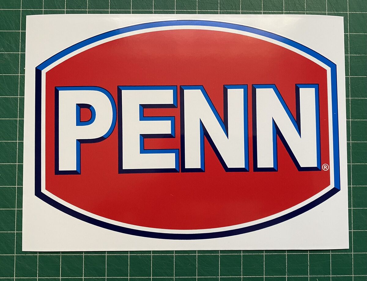 Penn Fishing Boats Sticker Decal 17.5cm wide Die cut round white background