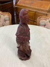 China Skulptur Holz stehende Frau handgeschnitzt Figur 31 cm Asiatika