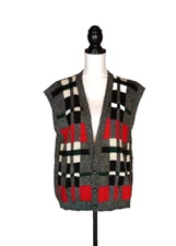 Vtg Esprit Sport Sweater Womens M Gray Wool Blend Grannycore Three Button Vest