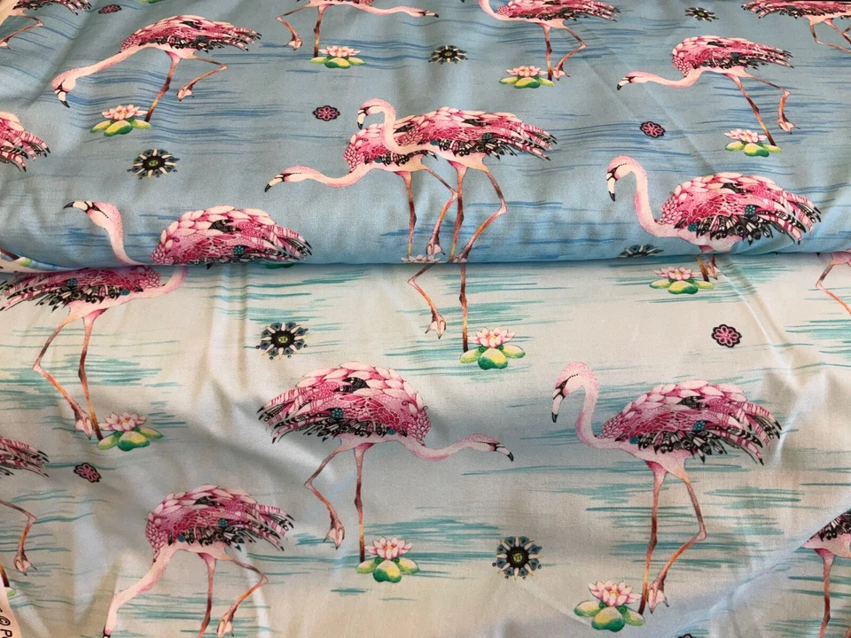 TELAS QT - FLAMENCOS DE LUJO - AZUL CLARO O AGUAMARINA CLARO-- POR YARDA Foto 2 de 2