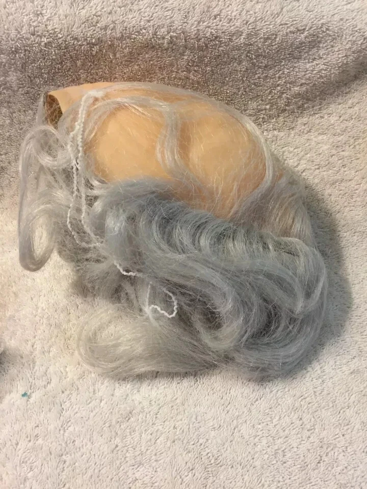 halloween costume wig bald comb over with GREY hair adult latex cap new - Image 2 of 2