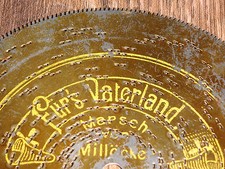 WKII Für s Fatherland Symphonion piastra di latta 14,5 cm antico music box 5 3/4" disco