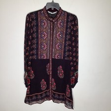 ZARA Womens Black Embroidered Dress With Sequins Long Sheer Sleeve Sz Small NWT