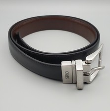 Chaps Men's Leather Reversible Belt Polished Nickel Buckle New Dress Casual
