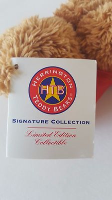 HERRINGTON TEDDY BEARS SITTING BROWN STUFFED TEDDY BEAR W/ RED