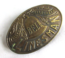 VTG NEW 1970s BRASS BELT BUCKLE BELL LINESMAN TELEPHONE MADE IN ENGLAND