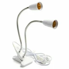 E27 Bulb Flexible Gooseneck Clip-On Cable Desk Lamp Holder Cord Light Base