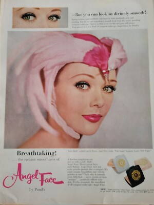 1959 Pond's Angel Face make-up love Birds Cocktail cap by Emme vintage ad
