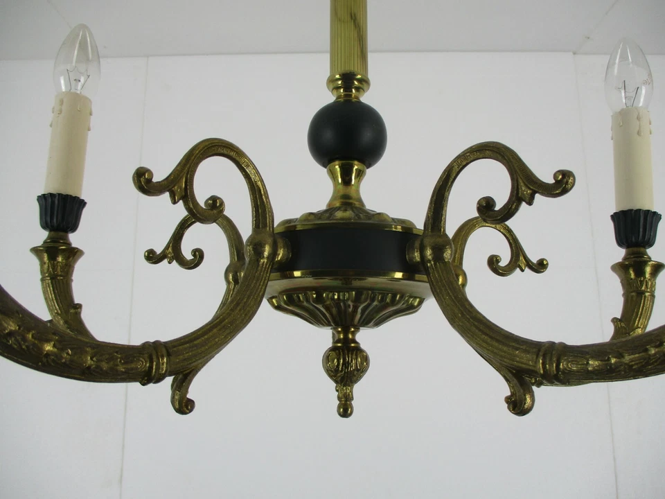 Lámpara de araña 5 brazos con luces renacimiento Imperio francés verde Toleware pequeño   Foto 4 de 4