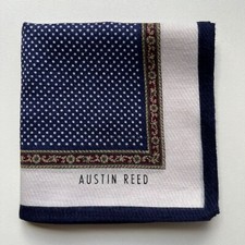 HANDKERCHIEF MEN'S POCKET SQUARE VINTAGE ART BLUE POLKA DOT COTTON 17" A0031 