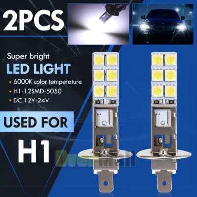 2x H1 LED Headlight Kit High Low Beam Fog Driving Bulbs 6000K White Super Bright