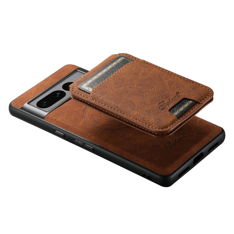 Cover Per Google Pixel 6a Con Portafoglio E Supporto – Pelle Marrone, Anti-Slip