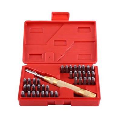 38pc Automatic Letter Number Stamping Metal Punch Stamp Set Tool Kit For Pla SET