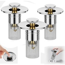 3 Pcs Bathroom Sink Stopper Hair Catcher Bathroom Pop Up Sink Drain Filter US