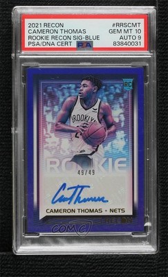 2021-22 Recon Rookie Signatures Blue 49/49 Cam Thomas PSA 10 GEM MT Auto RC 0d59