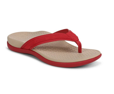 VIONIC Tide 2.0 Toe Post Sandal Varsity Red Suede NEW