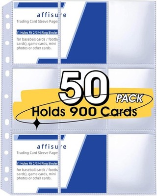 9 Pocket Card Sleeves, Holds 900 Cards, Trading Card Binder Sleeves, 3 Ring  9... | eBay