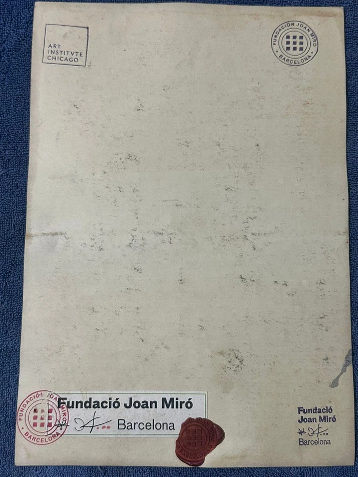 desenho e pintura de joan miro em papel antigo assinado carimbado vintage - Imagem 2 de 3