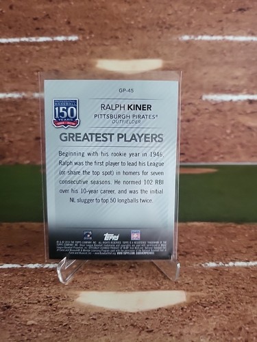 2019 Topps Series 2 RALPH KINER BLUE 150 Years #GP-45 - PITTSBURGH PIRATES - Picture 3 of 4