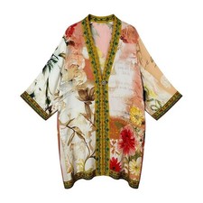 NEW John Mark Women's Kimono Jacket SMALL Floral Print Multi Color