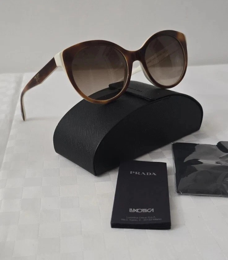 PRADA SPR 230 キャットアイサングラス Prada Sunglasses Women's Cat Eye White Brown SPR 230 NWT | eBay