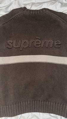 Supreme Brown Chunky-Knit Pullover Sweater Embroidered Logo Men