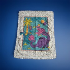 Dinosaur Vintage Kids Quilt Blanket Handmade 35  X 50  2 Sides with Ruffle Edge