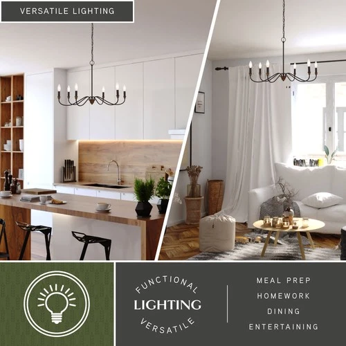 Vaxcel Lighting H0265 Annabelle 6 Light 30"W Taper Candle - Matte Black / - Picture 11 of 12