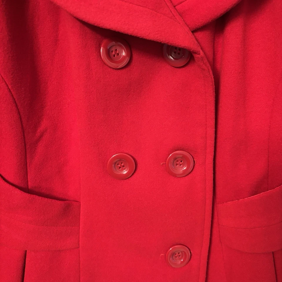 Abrigo Forever 21 Doble Pecho Guisante Talla Grande Rojo Forrado Invierno Vacaciones Nuevo sin Etiquetas Foto 4 de 4