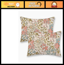 Floral Throw Pillow Covers Set of 2, 12x20 Inch Pink Wildflower Design, Cute Out