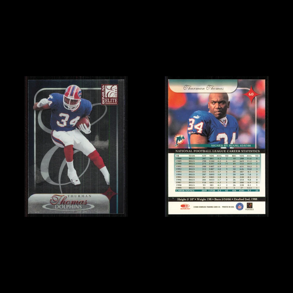 Thurman Thomas #60 2000 Donruss Elite Buffalo Bills Football Card NFL NM - Image 3 of 3