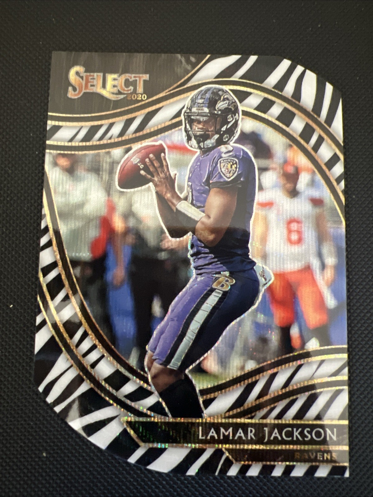 2020 Panini Select - Field Level Lamar Jackson #303 Zebra Prizm Die-Cut