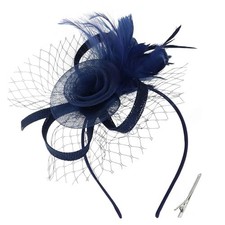 Fascinators Hats for Women Tea Party Hat with Feather Fascinator Hat Navy