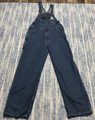 Berne Bib Overalls Men's 40X30 Heritage Unlined Original Dark Wash Denim 