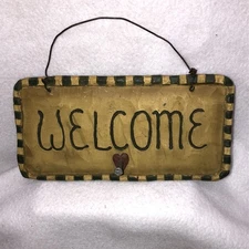 Blossom Bucket Suzi Skoglund "WELCOME" Hanging Sign Key Holder Plaque Vintage