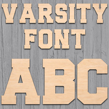 Varsity College Wood Letters Numbers Cutout Unfinished Laser Cut 3mm Craft 14"