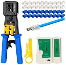 RJ45 Crimp Tool Kit Pass Through Ethernet Crimping Kit Tool Set Chrome