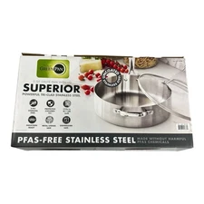 GreenPan - Superior 5 Qt Sauté Pan with Lid - Tri-Clad Stainless Steel