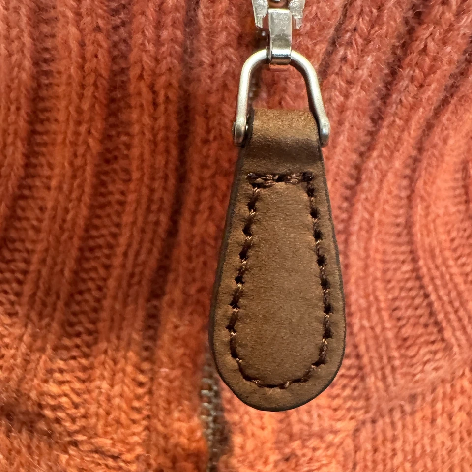 Cárdigan Kinross Mujer Cachemira Cremallera Completa Naranja Acogedor Codo Parches Retro Talla XL Foto 4 de 4