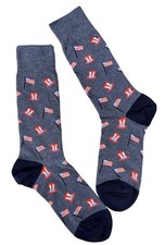 New MEN S PATRIOTIC Crew Socks Davco Brand AMERICAN FLAGS TOP HATS All Over