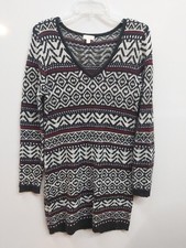 C Women's  Black & White Midi Sweater Dress Size Medium v neck