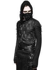 Punk Rave Herren Apocalyptic Gothic Grunge Kapuzen Top Hoodie Schwarz Shredded Schnürung