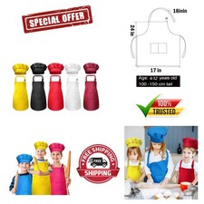 Durable Kids Chef Hat and Apron Set - Adjustable Ties for Perfect Fit, 10 Count
