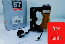 "TOP Mint/ Synchro Cord"Pentax 67II Hot Shoe Wood Hand Grip 67 6x7 Fm JAPAN 5549