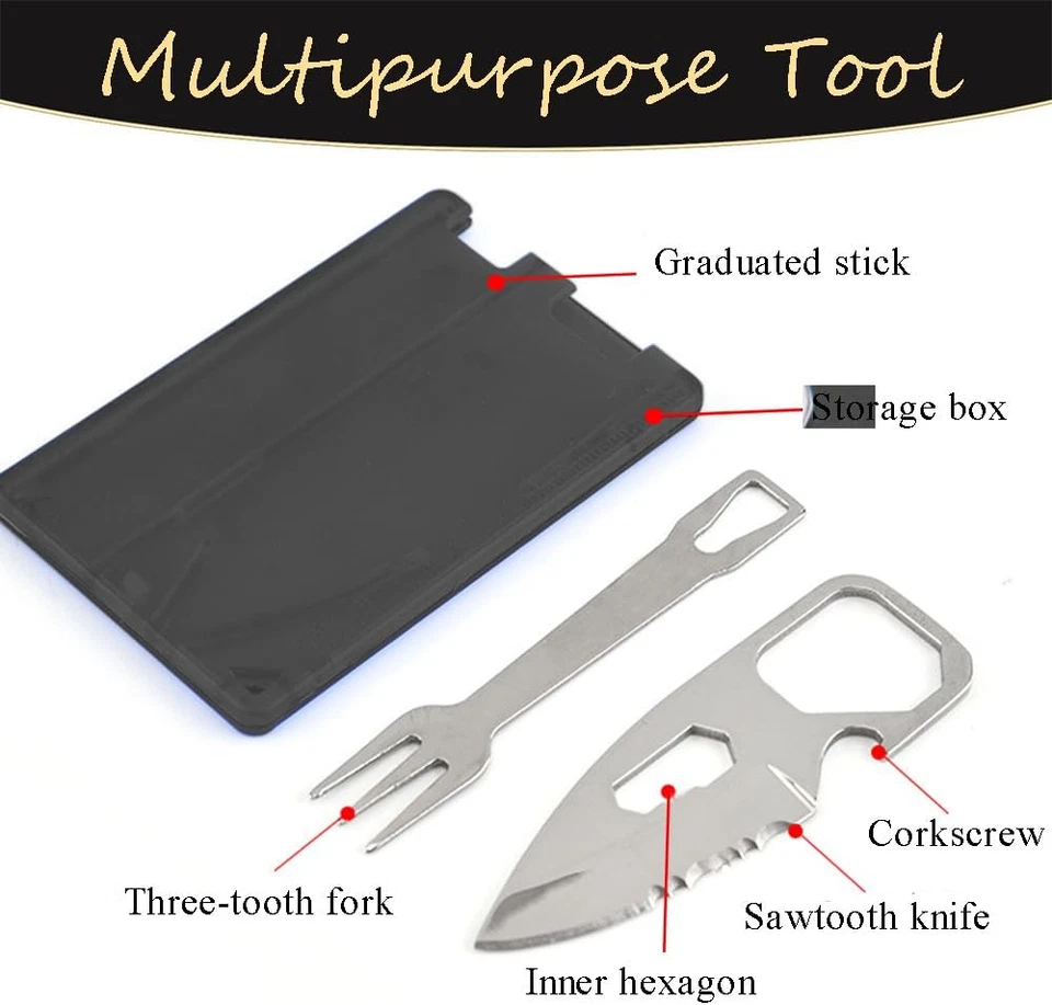 Pocket Credit Knife and Fork Ultra Thin Camping Utensils,Stainless Steel Outdoor - Image 3 of 4