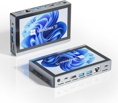 Mini PC Intel N5095 Touchscreen 5.5in 16GB 256GB Windows 11 Pro 4K Dual Output